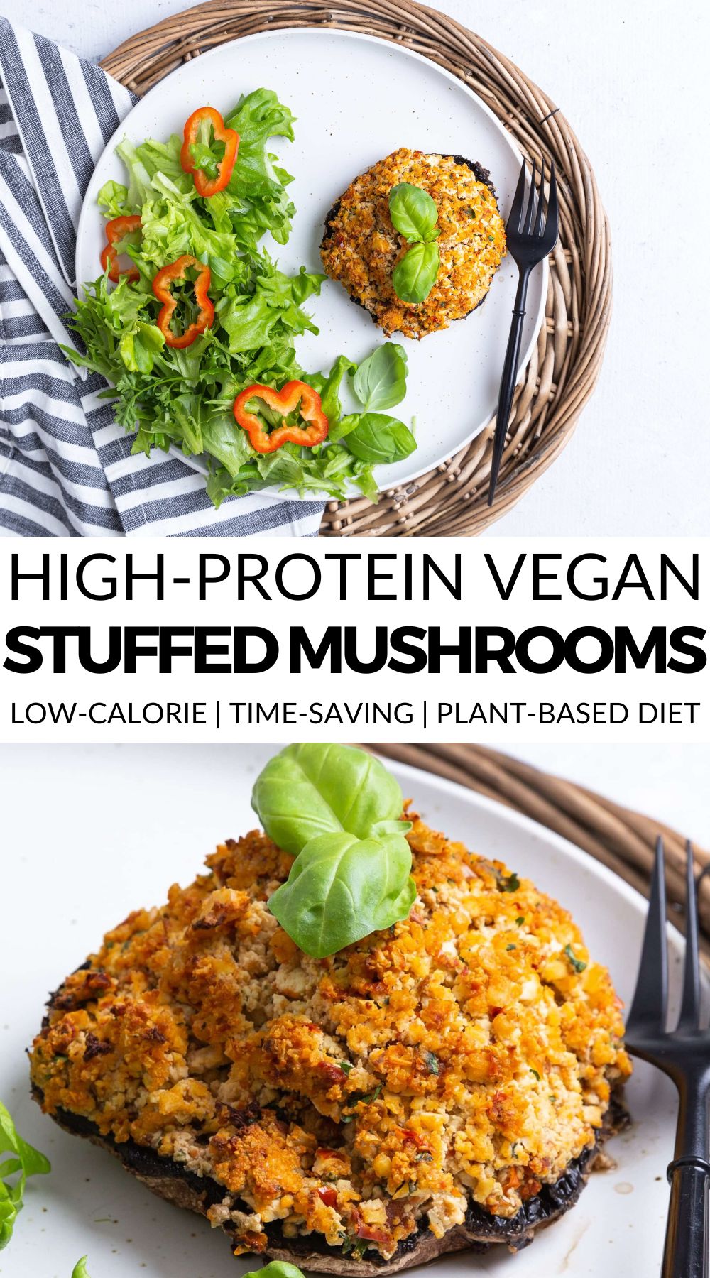 High Protein Vegan Stuffed Mushrooms