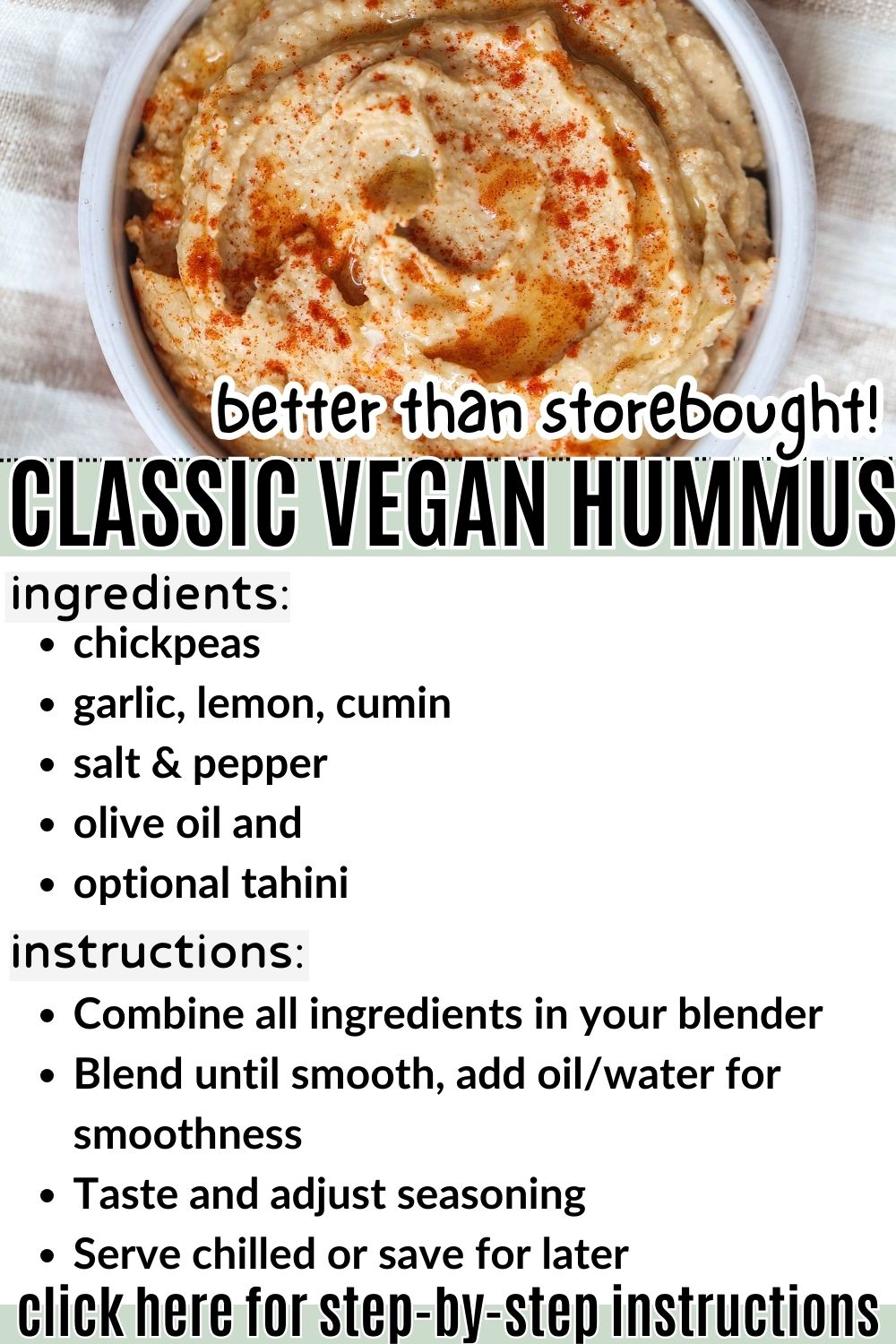 homemade vegan hummus no tahini smooth