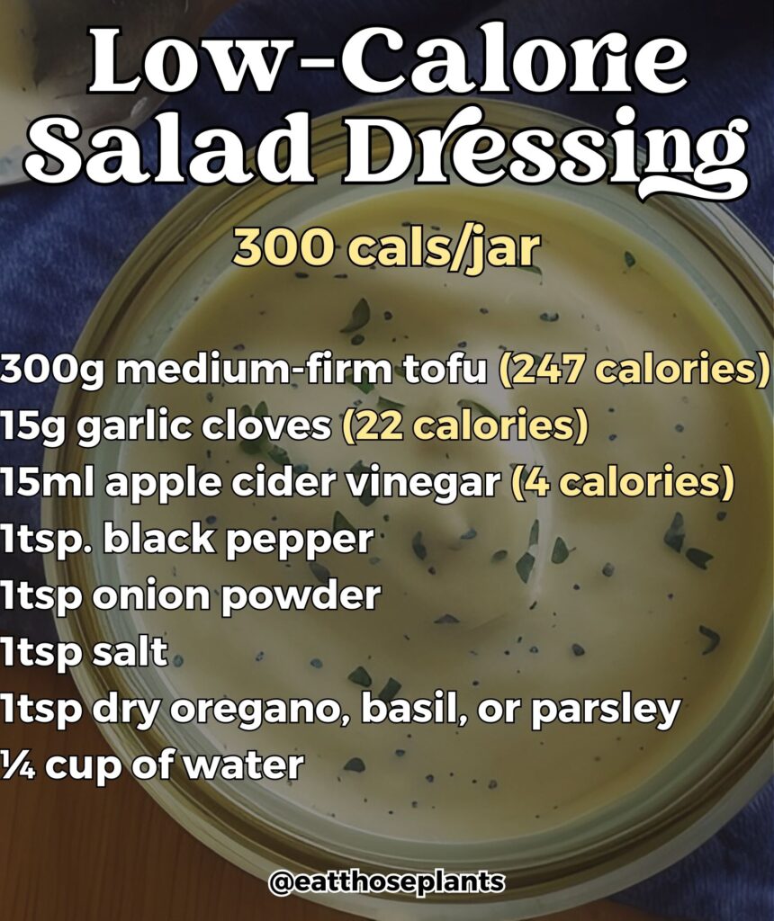 low calorie vegan plant based salad dressing