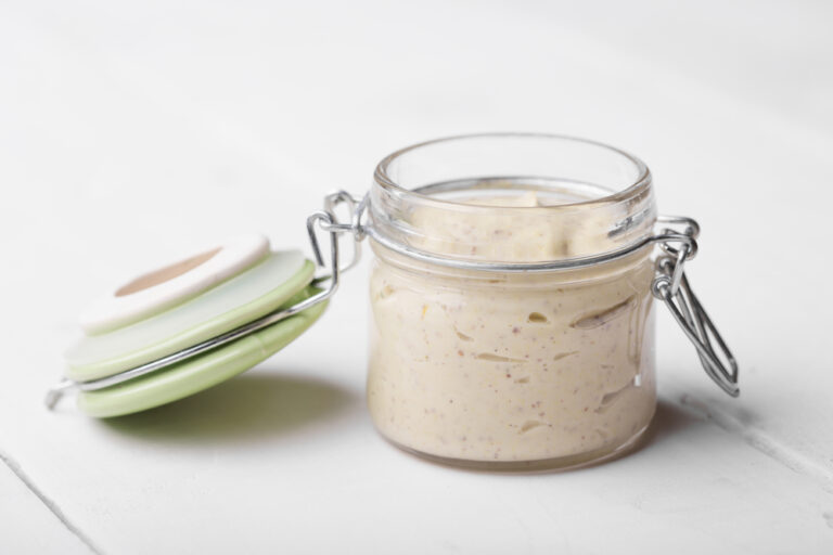 Homemade DIY natural vegan mayonnaise made of cauliflower
